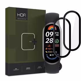 HIBRĪDA STIKLS HOFI HYBRID PRO+ 2-PACK XIAOMI SMART BAND 9 / 9 NFC MELNS