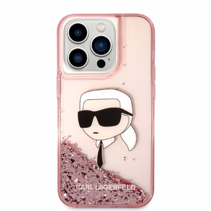 Karl Lagerfeld Glitter Karl's Head viedtālruņa apvalks iPhone 14 Pro Max - rozā