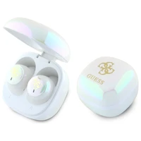 Guess Bluetooth austiņas GUTWSJ144ESH TWS + dokstacija baltas/baltas varavīksnes 4G drukāts logotips