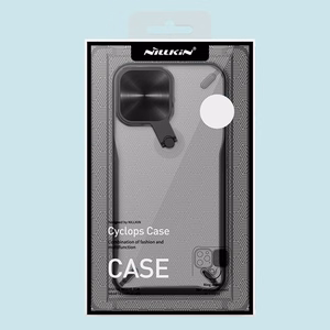 Nillkin Cyclops vāciņš iPhone 13 Pro - melns ar kameru aizsardzību un saliekamu statīvu