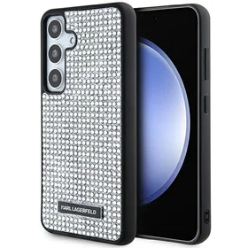 Karl Lagerfeld viedtālruņa apvalks ar metāla logotipu un rhinestone Samsung Galaxy S24 - sudraba