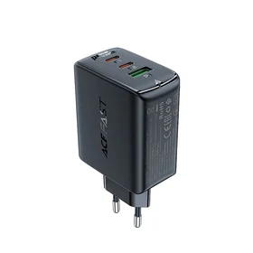 Acefast ātrais lādētājs GaN (2xUSB-C / USB-A) PPS / PD / QC4+ 65W melns (A41)