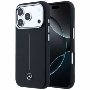 Mercedes кожаный Iconic Line MagSafe чехол iPhone 17 Pro Max - черный