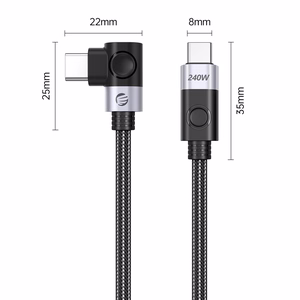 Orico CW240 leņķa USB-C–USB-C PD, 240 W kabelis, 1,5 m – melns