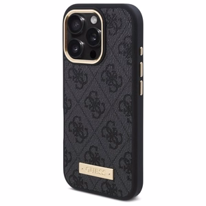 Guess 4G Logotipa plāksne Magnētiskais viedtālruņa apvalks iPhone 16 Pro - melns