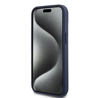 DKNY Ādas mono svītra un metāla logotips viedtālruņa apvalks iPhone 15 / 14 / 13 - zils