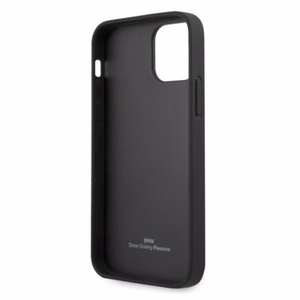 BMW ādas apvalks ar perforētām malām iPhone 12 Pro Max - melns