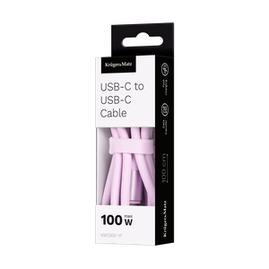 Kruger&Matz Basic USB-C–USB-C silikona kabelis, 100 W, 1 m, rozā