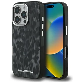 Karl Lagerfeld IML Leopard Pattern MagSafe macins iPhone 16 Pro Max - melns