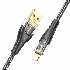 Cable USB A to Lightning Hoco 2,4A 1,2 m U121 black transparent