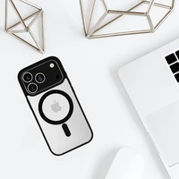 Akrila krāsains magnētiskais viedtālruņa apvalks Iphone 17 Pro melns