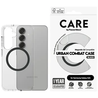 CARE by PanzerGlass Flagship Urban Combat melns QI apvalks Samsung Galaxy S25 - caurspīdīgs