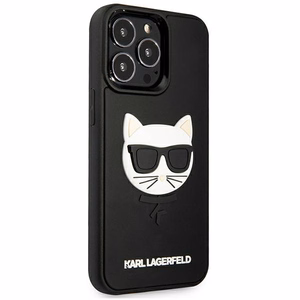 Karl Lagerfeld 3D gumijas Choupette apvalks viedtālrunim iPhone 13 Pro / iPhone 13 - melns