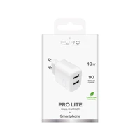 Puro PROLITE 10W 2x USB-A sienas lādētājs - balts