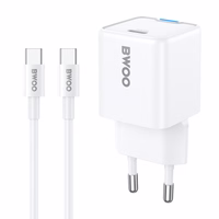 BWOO GaN PD 30W wall lādētājs 1x USB-C port with 60W kabelis USB-C 2A balts