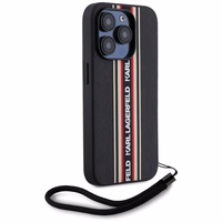 Karl Lagerfeld Saffiano Athleisure Stripes Cord viedtālruņa apvalks iPhone 15 Pro Max - sarkans
