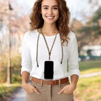 SWING (8mm) Tālruņa siksniņa, Tālruņa kulons ar regulējamu garumu / auklas garums 165cm (maks. 82.5cm cilpā) / uz pleca vai kakla - pelēki zaļa-rozā