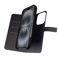 Puro Wallet Magnētiskais noņemamais 2in1 PU ādas apvalks ar vāciņu un maku iPhone 16 Pro - melns