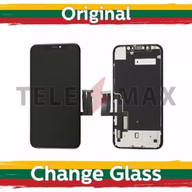 LCD Displejs Saderīgs ar iPhone XR Melns (LG Version + Metal plate) (Telemax Renewed)