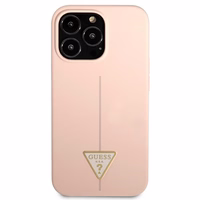Guess GUHCP13LSLTGP iPhone 13 Pro / 13 6.1" rozā cietais apvalks silikona trīsstūris