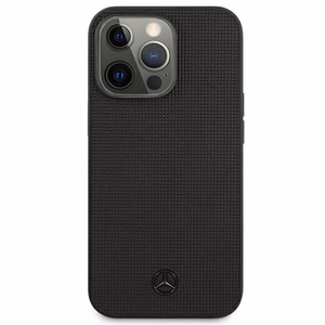 Mercedes ādas sieta metāla logotipa apvalks iPhone 13 Pro / iPhone 13 - melns