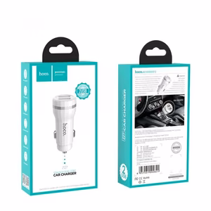 Automašīnas lādētājs Hoco Z27 USB + lightning (5V 2.4A) balts
