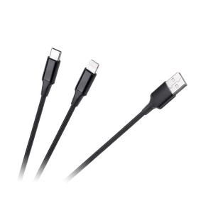 USB-A–USB-C/Lightning kabelis 2 vienā, 1 m