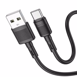 Hoco X83 USB-A – USB-C kabelis Cable USB A to USB C Hoco 3A 1 m X83, melns, 1 m, 3A