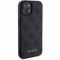 Guess 4G Metal Logo viedtālruņa apvalks komplekts iPhone 15 + 5000mAh Magnētiskā portatīvais lādētājs - melna