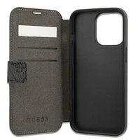 Guess GUBKP13L4GMGGR iPhone 13 Pro / 13 6.1" pelēks/pelēks grāmatas tipa viedtālruņa apvalks 4G Liels Metāla Logo