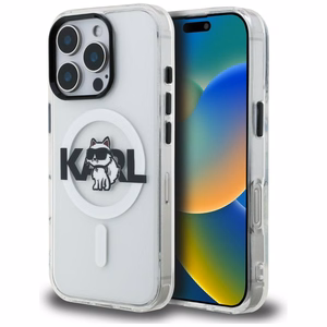 Karl Lagerfeld IML Choupette Sketch Logo MagSafe Case for iPhone 16 Pro - Clear