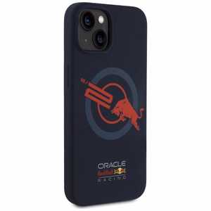 RED BULL viedtālruņa apvalks IPHONE 15 Pro Max saderīgs ar MagSafe RBHMP15X24SIOLVR (Silikona ORBR20 logotips sarkana apmale) tumši zila