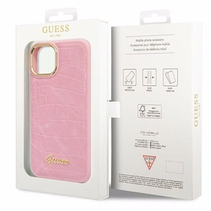 Guess Croco Collection viedtālruņa apvalks iPhone 14 Plus - rozā