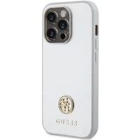 Guess Strass Metal Logo viedtālruņa apvalks iPhone 15 Pro - sudraba