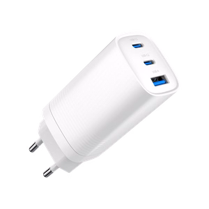 Gembird TA-UC-PDQC65-01-W 3-port 65 W GaN USB PowerDelivery fast charger, balts