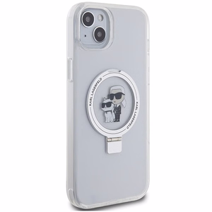 Karl Lagerfeld KLHMP15MHMRSKCH iPhone 15 Plus / 14 Plus 6.7" balts/balts cietais apvalks Gredzena statīvs Karl&Choupette MagSafe