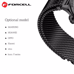 FORCELL F-DESIGN FS10 nerūsējošā tērauda siksniņa SAMSUNG pulkstenim 20 mm melna