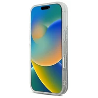 Karl Lagerfeld Liquid Glitter Karl&Choupette Head Magnētiskais viedtālruņa apvalks iPhone 16 - caurspīdīgs