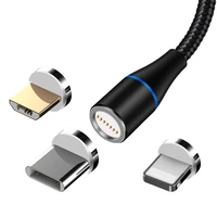 Maxlife MXUC-03 magnētiskais kabelis USB - Lightning + USB-C + microUSB 1,0 m 3A melns neilons