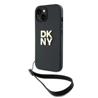 DKNY Viedtālruņa apvalks ar siksniņu un logotipu iPhone 14 / 15 / 13 - melns
