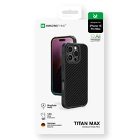 AmazingThing Titan Max viedtālruņa apvalks ar 1500D aramīda šķiedrām iPhone 16 Pro Max - melns