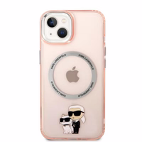 Karl Lagerfeld KLHMP14MHNKCIP iPhone 14 Plus 6.7" kietais apvalks rozā/rozā Ikonisks Karl&Choupette Magnētiskais