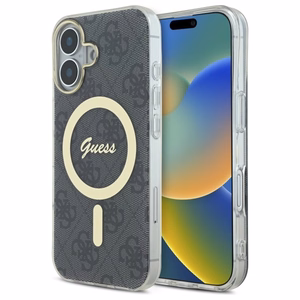Guess IML 4G Magnētiskais viedtālruņa apvalks iPhone 16 Plus - melns
