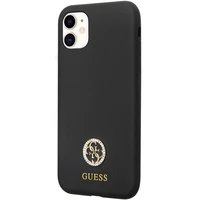 Guess GUHCN614DGPK apvalks iPhone 11 / Xr - melns Silikona Logo Strass 4G