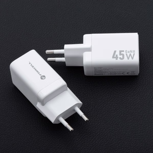 FORCELL F-ENERGY Mini GaN III VT-36B ceļojumu lādētājs ar 2 x Type C pieslēgvietām, PD QC4.0 45W balts