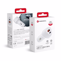 FORCELL F-ENERGY Carbon CC50-1A1C automašīnas lādētājs Type C + USB A PD QC3.0 3A 38W balts