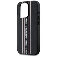 Karl Lagerfeld Saffiano Athleisure Stripes Cord viedtālruņa apvalks iPhone 15 Pro - rozā