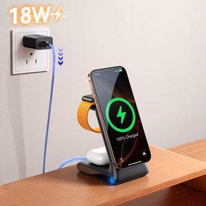 Joyroom JR-W15 bezvadu lādētājs 3 vienā uzlādes stacija ar MagSafe - melns