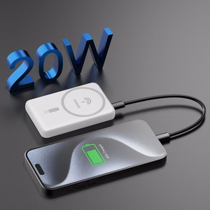 Bezvadu magnētiskais portatīvais lādētājs Dudao K14S USB-A / USB-C / MagSafe 20W 5000mAh (balts)