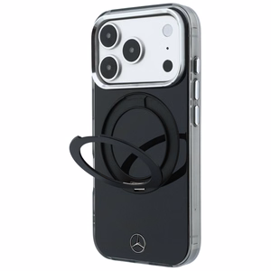 Mercedes Iconic Logo vāciņš modelim iPhone 18 Pro Max / 17 Pro Max, ar gredzenu-statīvu, saderīgs ar MagSafe – melns